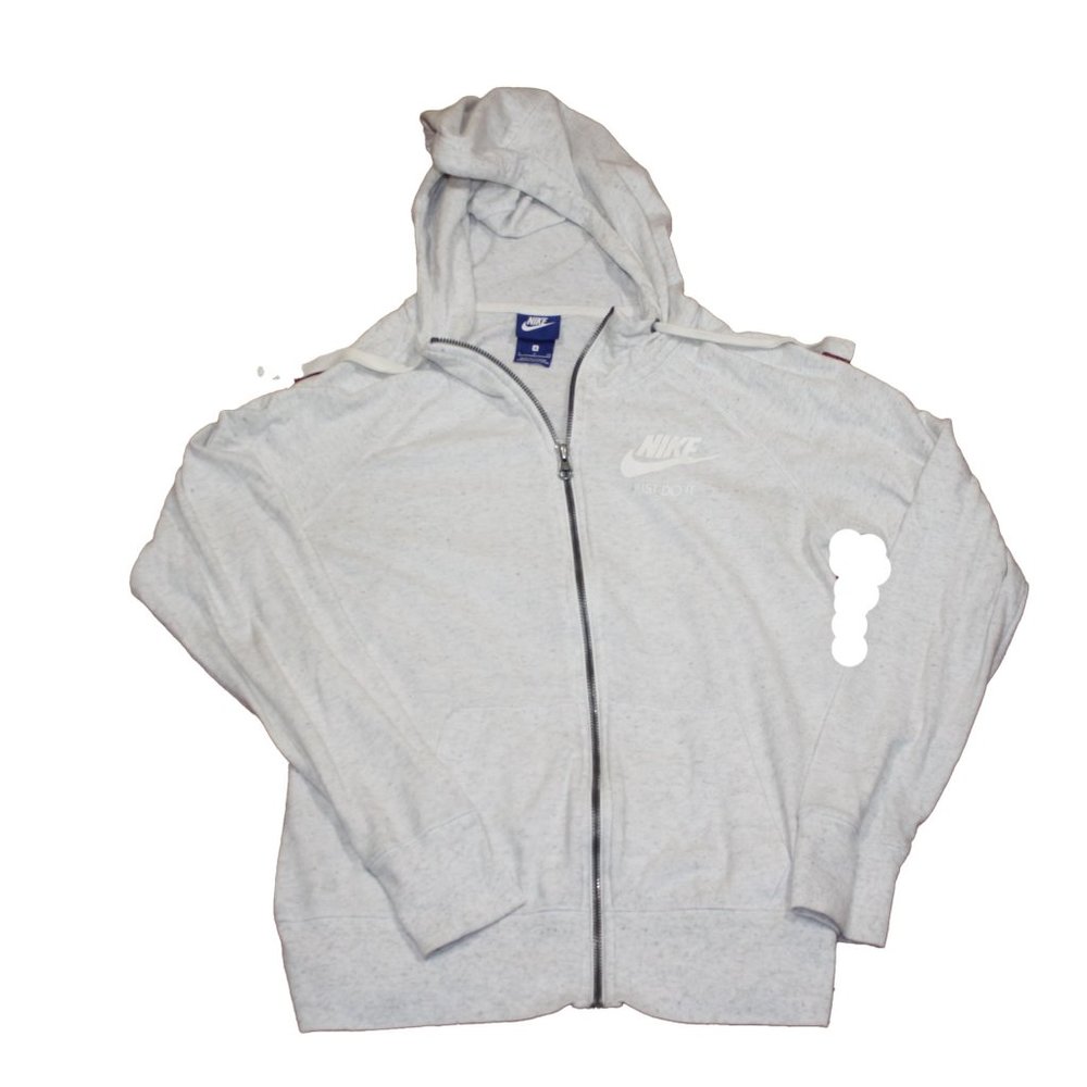 Ladies L/S White/Grey Hoodie  Size Small